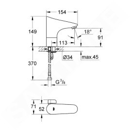 Grohe Europlus E - Mitigeur électronique de lavabo, chrome 36207001