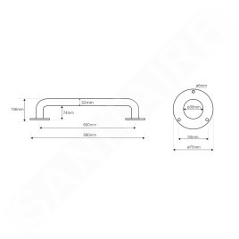 Sapho Équipement de salle de bain - Poignée pour baignoire, longeur 600 mm, inox XH512