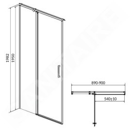 Cersanit Moduo - Porte de douche 90x198 cm, gauche, chrome/verre clair S162-005