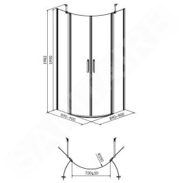 Cersanit Moduo - Cabine de douche 90x90 cm, chrome/verre clair S162-010