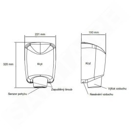 Jet Dryer Sèche-mains - Sèche-mains sans contact, Jet Dryer BOOSTER, métal blanc 8596220009333