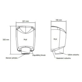 Jet Dryer Sèche-mains - Sèche-mains sans contact Jet Dryer BOOSTER, plastique ABS blanc 8596220009326