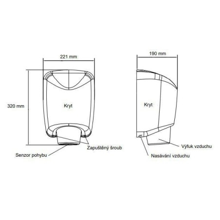 Jet Dryer Sèche-mains - Sèche-mains sans contact Jet Dryer BOOSTER, plastique ABS blanc 8596220009326