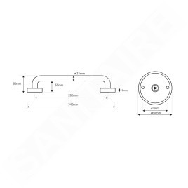 Sapho Équipement de salle de bain - Poignée pour baignoire 340 mm, inox XH508