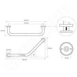 Sapho Équipement de salle de bain - Poignée, inox XH519