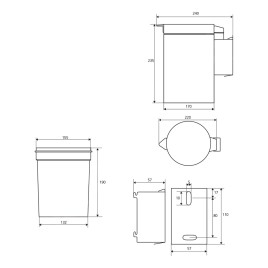 Sapho Série Hôtel - Poubelle mural 3 l, inox brossé XP017