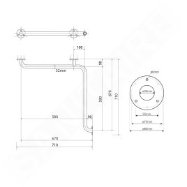 Sapho Équipement de salle de bain - Barre d’appui 670x670 mm, inox XH544