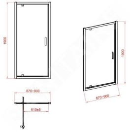 Cersanit Zip - Porte de douche 90x190 cm, chrome/verre clair S154-006