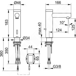 Keuco IXMO - Mitigeur de lavabo électronique avec contrôle de la température, alimentation depuis pile, chrome 59511011100
