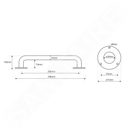 Sapho Équipement de salle de bain - Main courante droite 20 cm, blanche XH505W