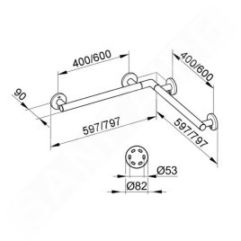Keuco Plan Care - Barre de maintien 60x60 cm, d'angle, chrome 34911014400