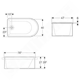 Geberit Bambini - Baignoire bébé, montage sur plan, blanc alpin 406010016