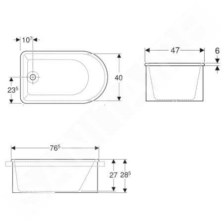 Geberit Bambini - Baignoire bébé, montage sur plan, blanc alpin 406010016