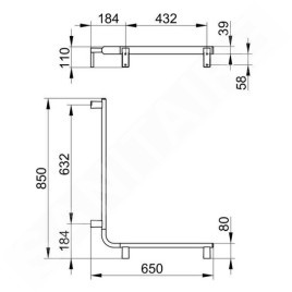 Keuco Axess - Barre de maintien 65x85 cm, d'angle, chrome 35011016801