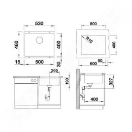Blanco Subline 500 - Évier en Silgranit, 530x460 mm, InFino, anthracite 523432