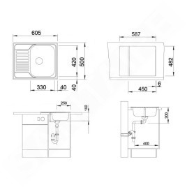 Blanco Tipo 45 - Évier, 605x500 mm, inox brillant naturel 516524