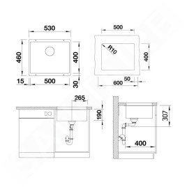 Blanco Subline 500 - Évier en silgranit, 530x460 mm, InFino, blanc doux 527170