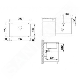 Blanco Subline 700 - Évier en Silgranit, 730x460 mm, anthracite 523442