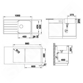 Blanco Lemis XL 6 - Évier, 1000x500 mm, inox brossé 523034
