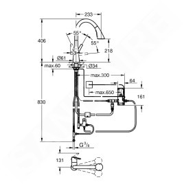 Grohe ZedraTouch - Mitigeur électronique d'évier avec douchette extractible, chrome 30219002