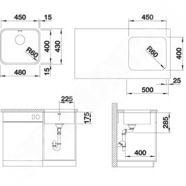Blanco Supra 450 - Évier, 480x430 mm, inox brossé 518203