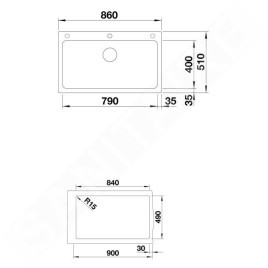 Blanco Naya XL 9 - Évier en silgranit, 860x510 mm, noir 525947