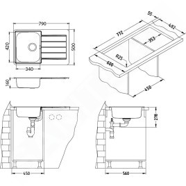 Alveus Line - Évier 790x500 mm, inox 1069147