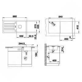 Blanco Favum 45 - Évier en silgranit, 860x435 mm, anthracite 524227