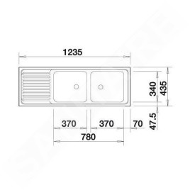 Blanco Top EZS - Évier, 1235x435 mm, inox 500374