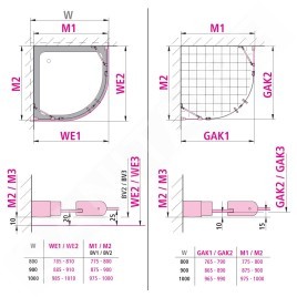 Kermi CADA XS - Cabine de douche 80x80 cm, argent brillant/verre transparent CKP5508020VPK