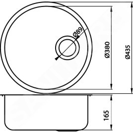 Novaservis Éviers - Évier rond, diamètre 430 mm, avec trop-plein, inox DR43