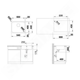 Blanco Supra 500 - Évier, 540x440 mm, inox brossé 526351