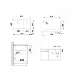 Blanco Subline 480/320 - Évier en Silgranit, 855x460 mm, InFino, bac à gauche, anthracite 523584
