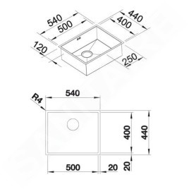 Blanco Zerox 500 - Évier, 540x440 mm, inox Durinox 521559