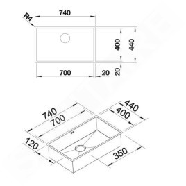 Blanco Zerox 700 - Évier, 740x440 mm, inox Durinox 521560