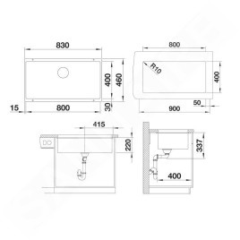 Blanco Subline 800 - Évier en Silgranit, 830x460 mm, InFino, anthracite 523141