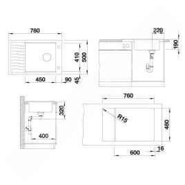 Blanco Elon XL 6 - Évier en Silgranit, 780x500 mm, tartufo 524851