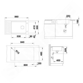 Blanco Elon XL 8 - Évier en silgranit, 860x500 mm, avec accessoires, noir 525886
