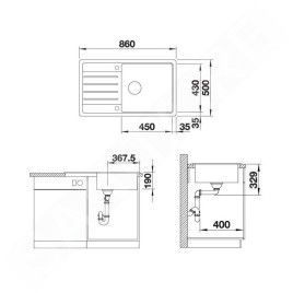 Blanco Legra XL 6 - Évier en silgranit, 860x500 mm, noir 526087