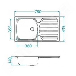 Alveus Basic - Évier 780x435 mm, vidage 60 mm, inox 1136534