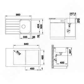 Blanco Lemis 45 - Évier, 860x500 mm, inox brossé 523030