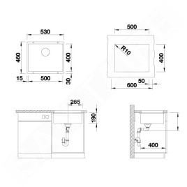 Blanco Subline 500 - Évier en silgranit, 530x460 mm, InFino, café 523441