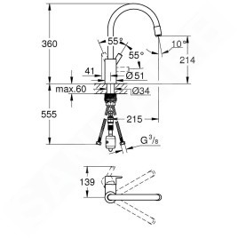 Grohe Feel - Mitigeur d'évier avec douchette extractible, chrome 32671002