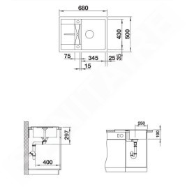 Blanco Metra 45 - Évier en silgranit, 680x500 mm, Compact, tartufo 519569