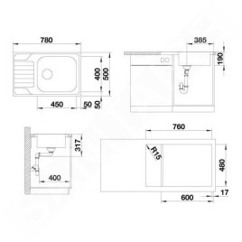 Blanco Dinas XL 6 - Évier, 780x500 mm, inox brossé 525121