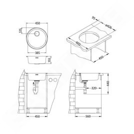 Alveus Form - Évier, diamètre 450 mm, vidage 90 mm, inox 1084837