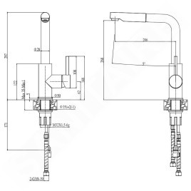 Alveus Siros - Mitigeur d'évier avec bec extractible, carbone / inox 1129048