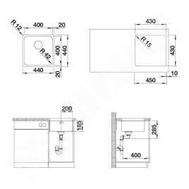 Blanco Solis 400 - Évier, 440x440 mm, inox brossé 526118