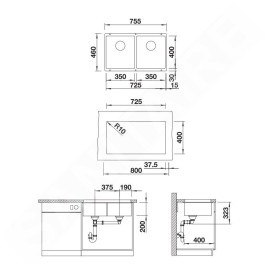 Blanco Subline 350/350 - Évier en silgranite, 755x460 mm, anthracite 523574