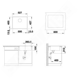 Blanco Subline 500 - Évier en silgranit, 527x427 mm, noir 525994